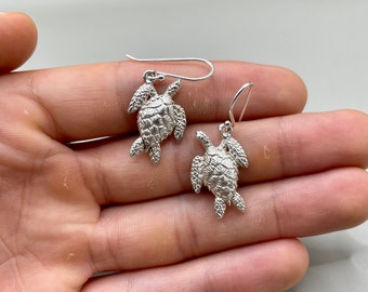 Sea Turtle Earrings, 925 sterling silver