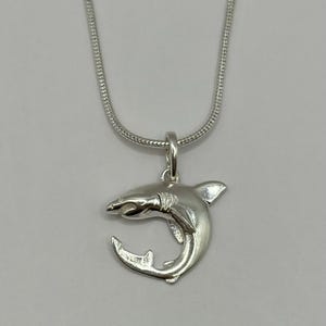 Mini Great White Shark Handmade Pendant Necklace Crafted in 925 Sterling Silver Shark Jewelry Gifts for Men Women Shark Lovers