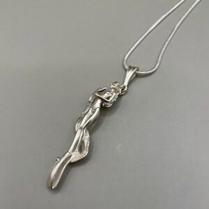 Handcrafted Sterling Silver Scuba Girl & Moray Eel Pendant - Sea Life Necklace