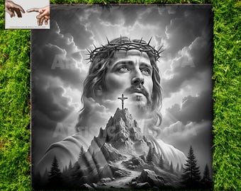 Jezus en kruislaser png jpeg cnc dubbele expositie laserafbeelding leisteengravure foto pasen print voor diy mooie afbeelding religie cadeau