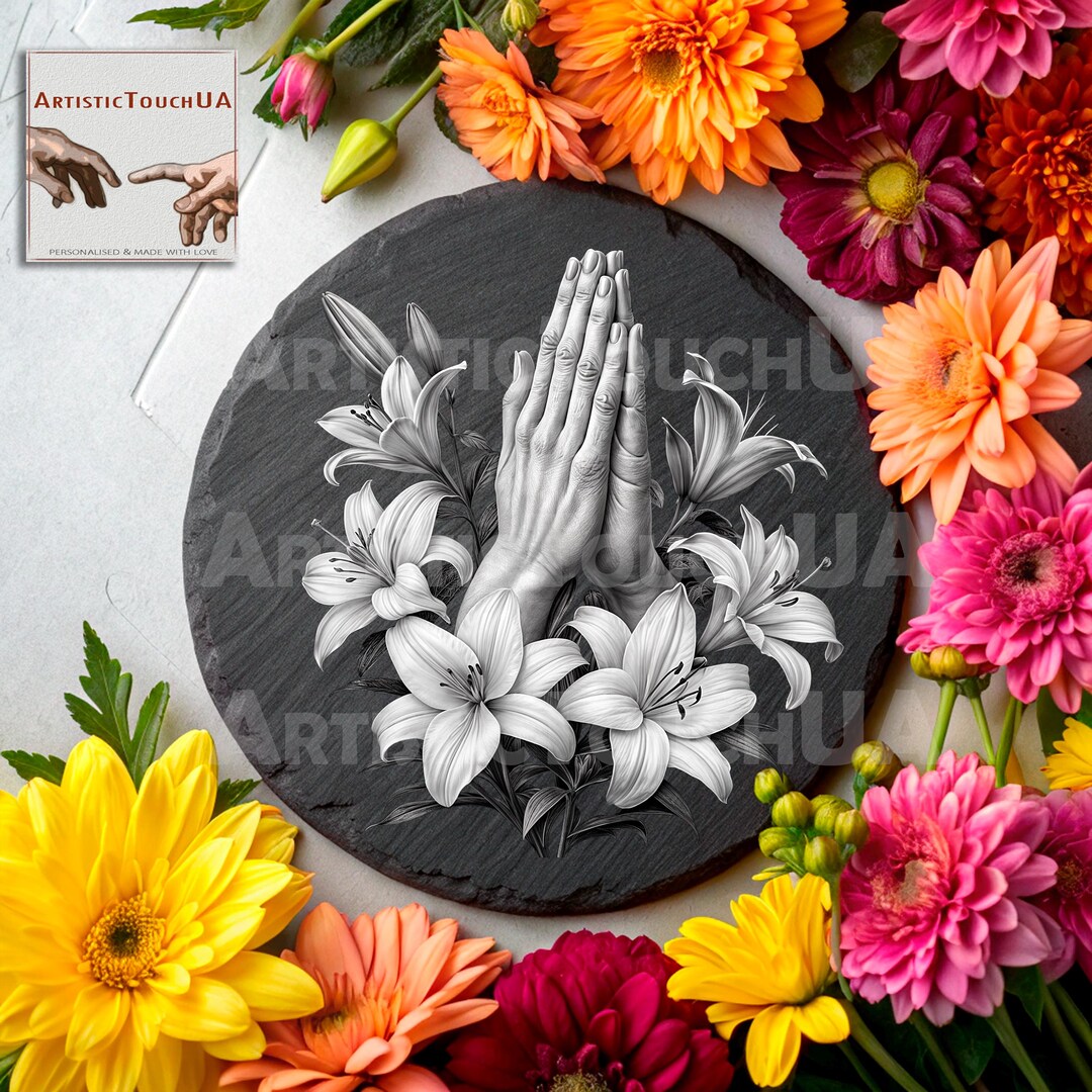 Hands Laser PNG CNC Hands With Flowers Laser PNG Inverted File Print ...