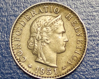 Schweiz 20 Rappen 1951 B Münze, Bern, SS. Copper-nickel