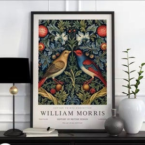 Vintage William Morris Bird Print: Botanical Exhibition Wall Art