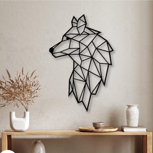 Geometric Dog Metal Wall Art: Modern Minimalist Sculpture
