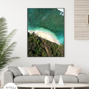 Große Strand Insel Gerahmtes Wandkunst Poster, Wellen Poster, Strand Deko, Ozean Drucke, Modern Minimalist Seaside Print Coastal, Home Decor