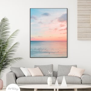 Sunset Serenity: Großes Strand Poster - Neutrales Ozean Fotografie Poster für die minimalistische Strand Wanddekoration