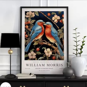 William Morris &#39;Love Birds&#39; Botanical Print: Vintage Exhibition Art