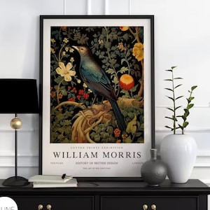 Vintage William Morris Bird Print: Botanical Exhibition Wall Art