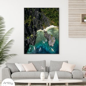 Große Strand Insel Gerahmtes Wandkunst Poster, Wellen Poster, Strand Deko, Ozean Drucke, Modern Minimalist Seaside Print Coastal, Home Decor