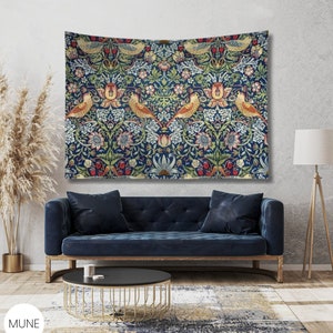 William Morris Tapestry: Vintage Botanical Fabric Wall Art