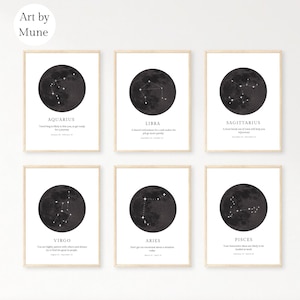 Horoskop Znak zodiaku Spersonalizowany plakat ścienny na płótnie w ramie, Zodiak Niebiański znak zodiaku Sztuka ścienna, Konstelacja Znak zodiaku Wydruk horoskopu