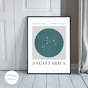 Sagittarius Zodiac Print: Celestial Star Sign Art, Constellation Poster
