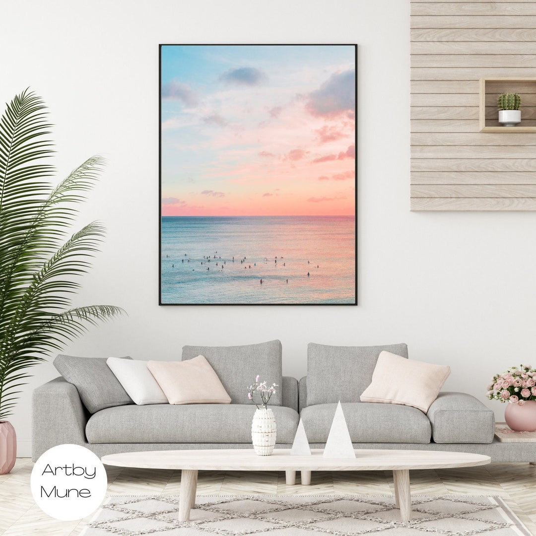 Beach Large Wall Art Print Beach Sunset View Beach Wall Deco Neutral
