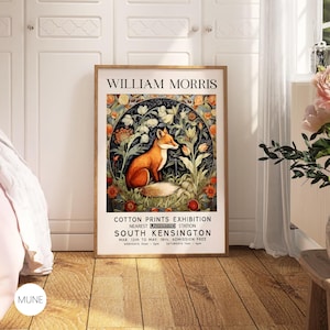 Póster de William Morris "Zorro y botánica" - Naturaleza vintage - Impresión de exposición, decoración gótica para el hogar, colección clásica de animales vintage