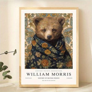 Poster d'arte da parete vintage del museo della mostra di William Morris - Stampe della collezione classica di animali di William Morris, orso della natura - Arredamento per la casa