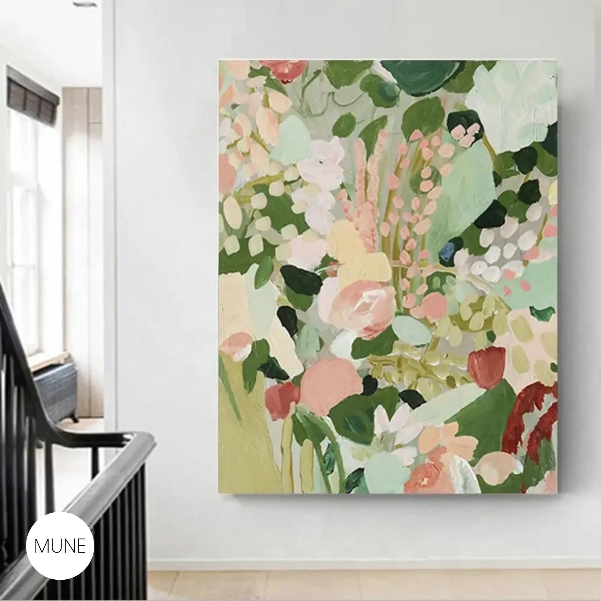 Serene Abstract Floral Wall Art Modern Floral Canvas Print Fresh Green ...