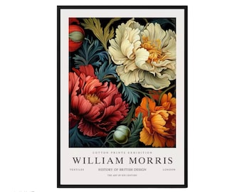 William Morris Red Rose Floral Print: Vintage Botanical Wall Art