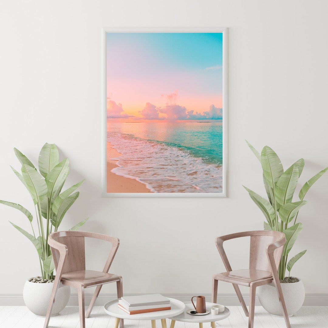 Framed Beach Large Wall Art Print Beach Sunset View Etsy