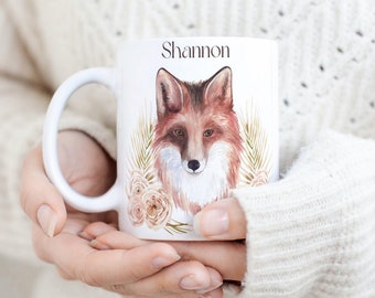 Name Coffee Mug / Woodland Fox / Custom Mug / Personalized Gifts