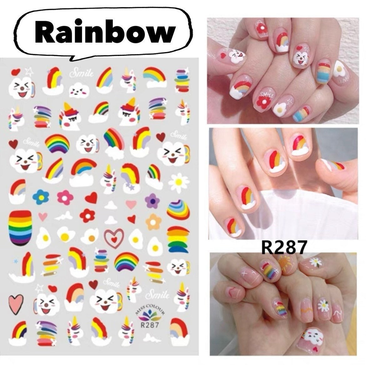 Rainbow Louis D064 - Nail Art Sticker — Glitz Accessories & Such.