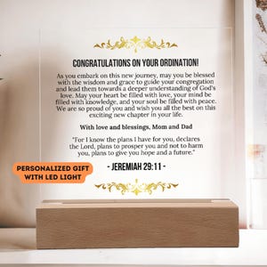 Personalized Christian Ordination Gift Pastor Keepsake Gift Minister Ordination Ceremony Gift | Acrylic Plaque Keepsake