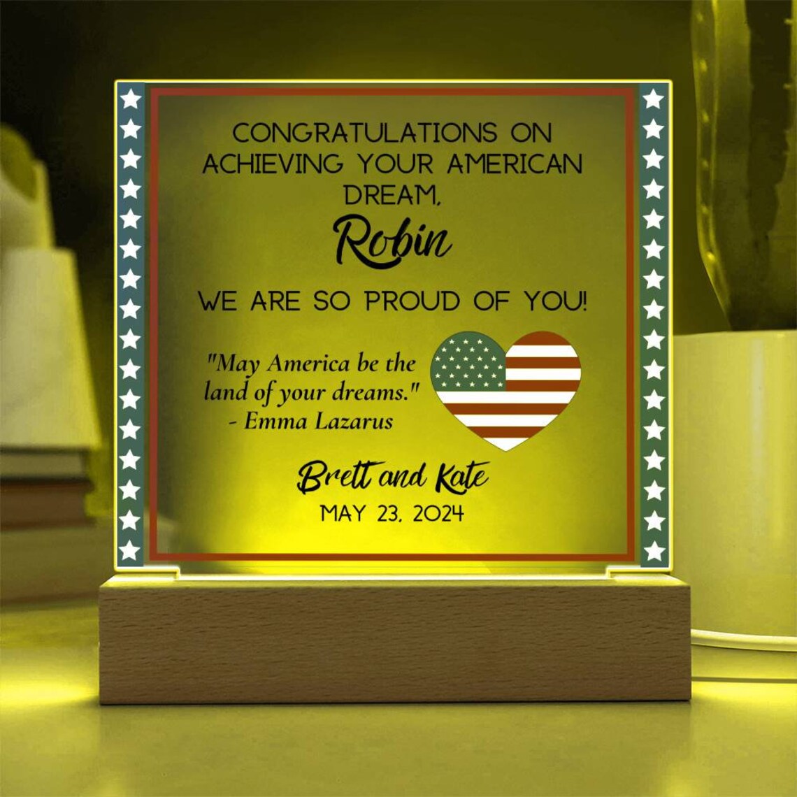 Personalisiertes neues Bürgergeschenk für neuen amerikanischen Bürger ...