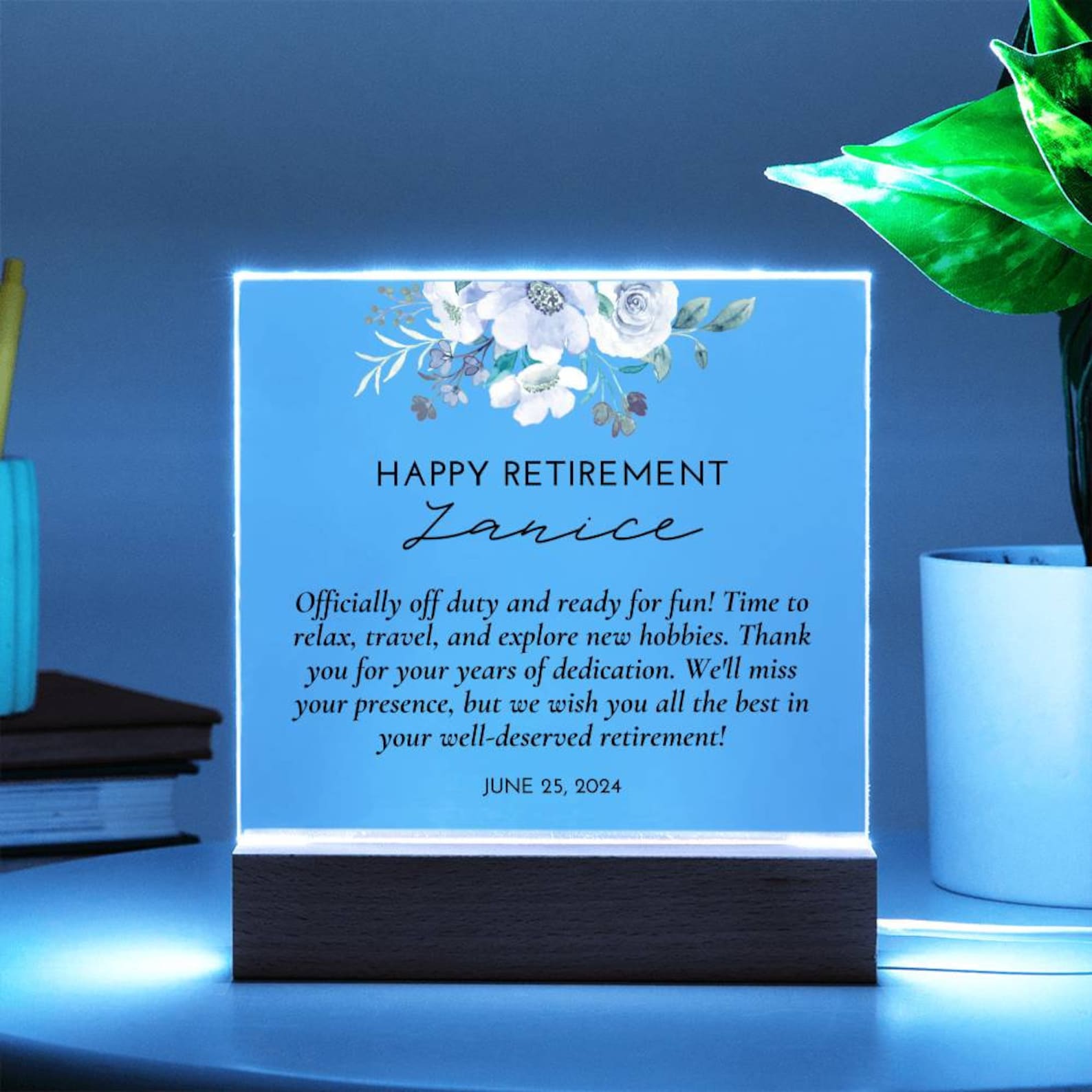 Personalized Retirement Gift for Coworker Custom Acrylic Plaque Happy ...