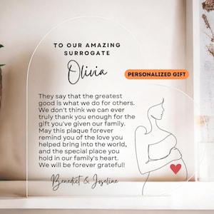 Regalo personalizado para madre sustituta Regalo personalizado Placa de acrílico en forma de corazón Regalo de agradecimiento para madre sustituta