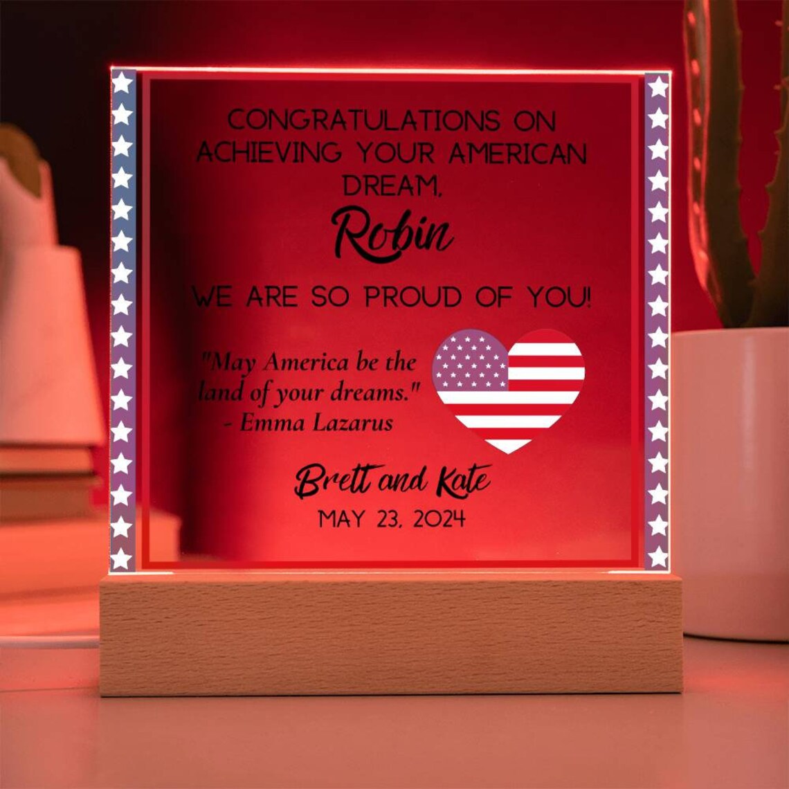 Personalisiertes neues Bürgergeschenk für neuen amerikanischen Bürger ...