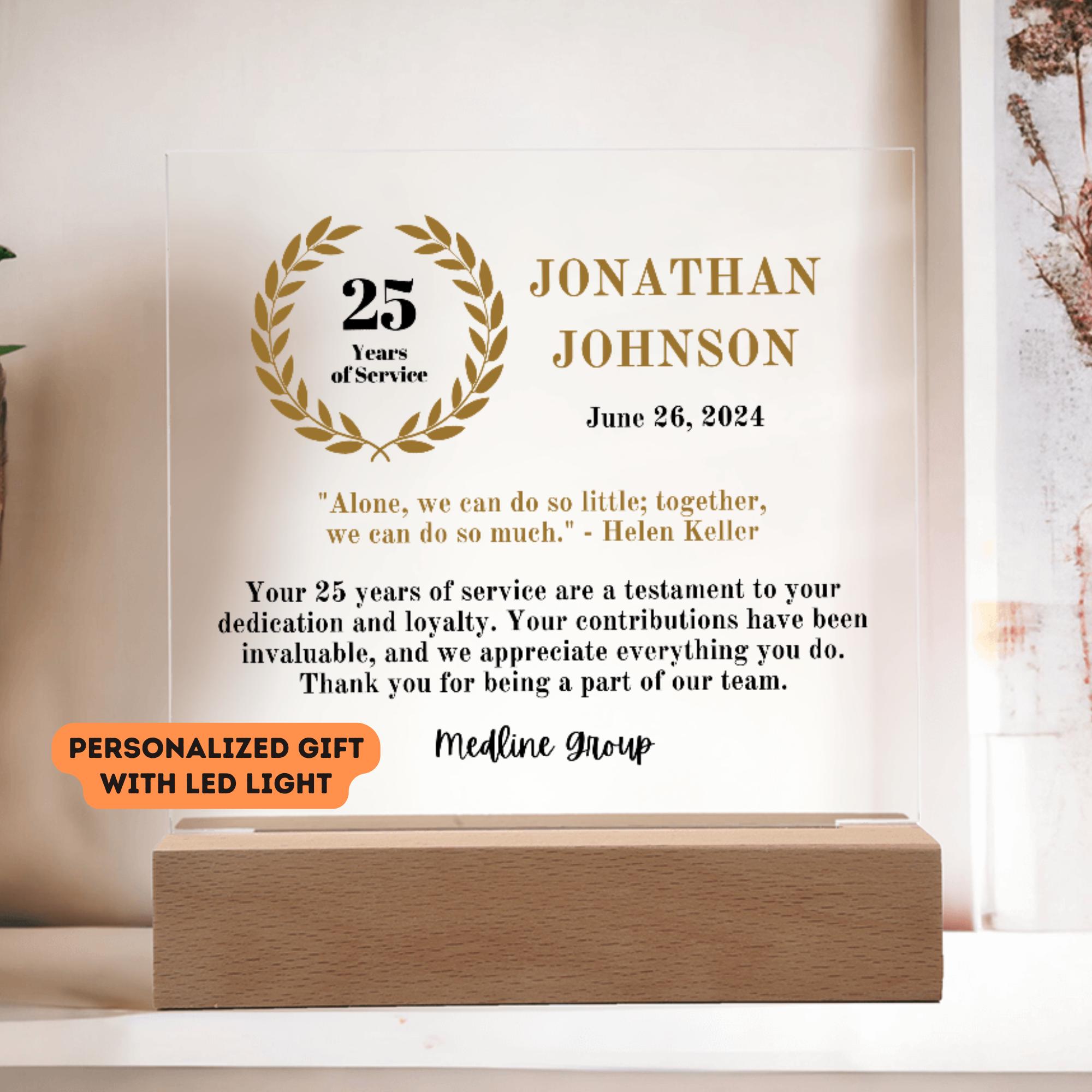 Personalized Work Anniversary Award Years of Service Gift Work