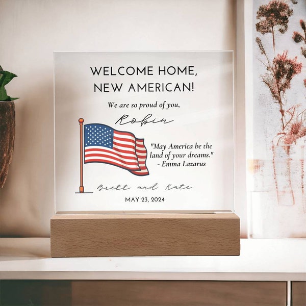 Personalized New Citizen Gift For New American Citizen New USA Citizenship Gift Congratulation For Being A US Citizen Custom Acrylic Plaque