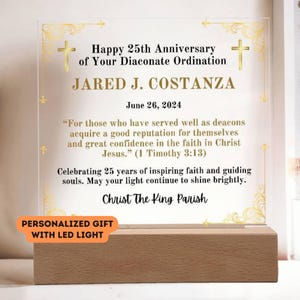Personalized Diaconate Ordination Anniversary Gift Catholic Ordination Anniversary Plaque Deacon Ordination Anniversary Gift