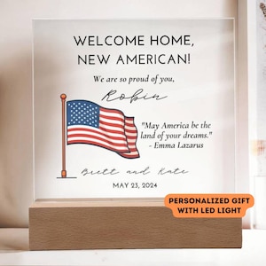 Personalized New Citizen Gift For New American Citizen New USA Citizenship Gift Congratulation For Being A US Citizen Custom Acrylic Plaque