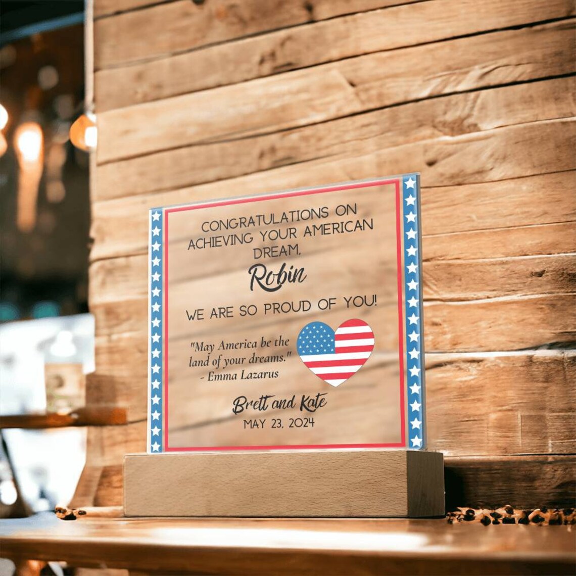 Personalisiertes neues Bürgergeschenk für neuen amerikanischen Bürger ...