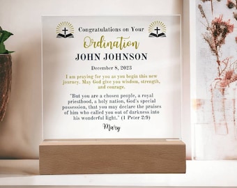 Personalized Christian Ordination Gift | Acrylic Plaque Keepsake