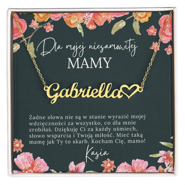 Personalized Gift for Polish-speaking Mom Birthday Gift in Polish Mother's Day Gift Custom Name Necklace with Message Card in Polish Wishes