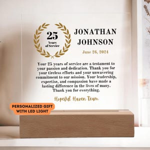 Custom Acrylic LED Plaque: Non-profit Service Award