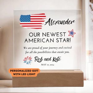 Personalized New Citizenship Gift for Kids New Citizen Gift For New American Citizen Child Custom Acrylic Plaque