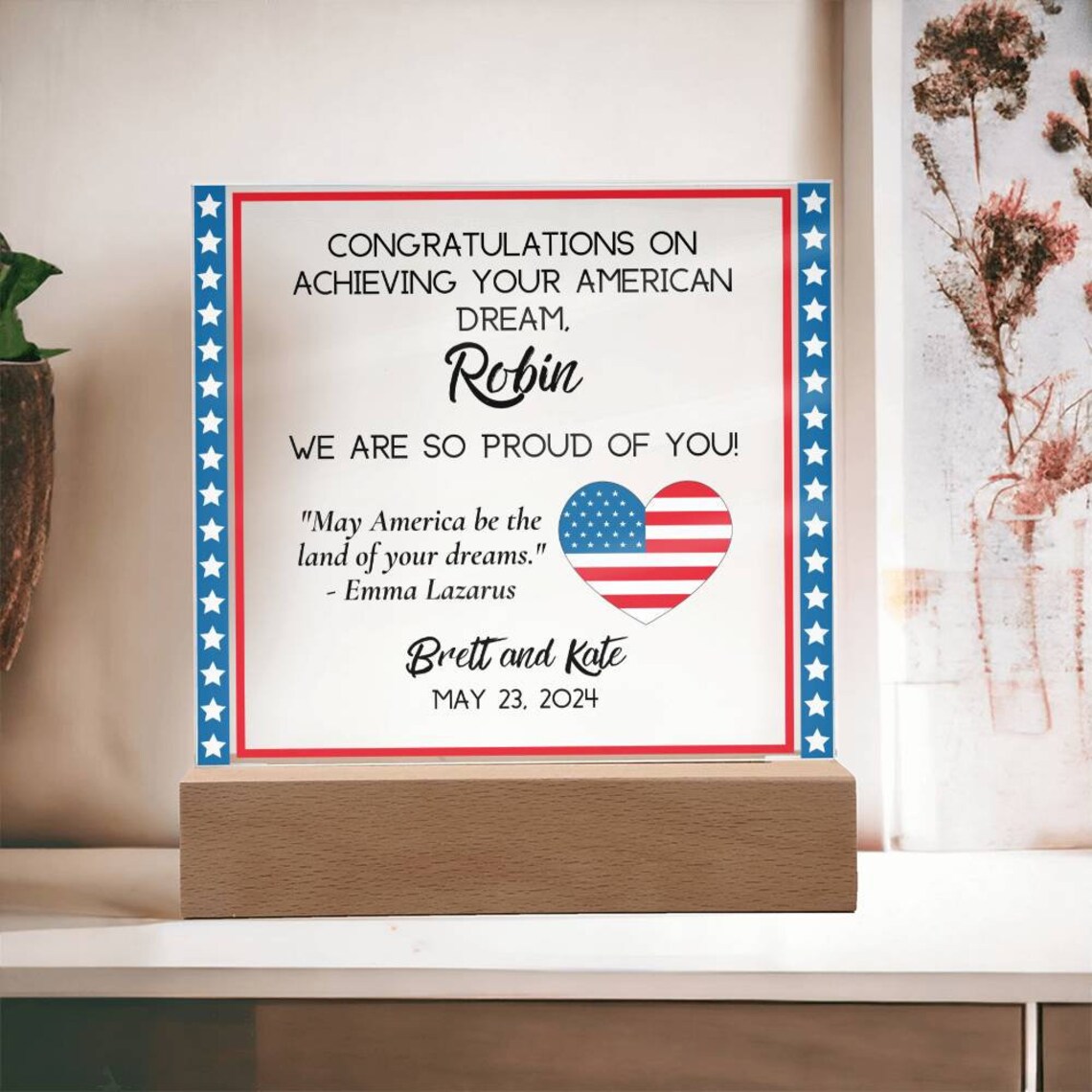 Personalisiertes neues Bürgergeschenk für neuen amerikanischen Bürger ...