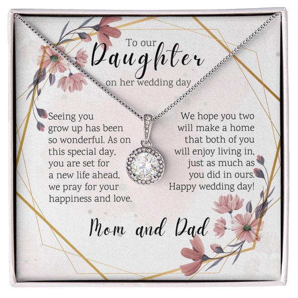 Bride Gift from Mom & Dad, Daughter Wedding Gift,Parents of the Bride, To our Daughter on her Wedding day