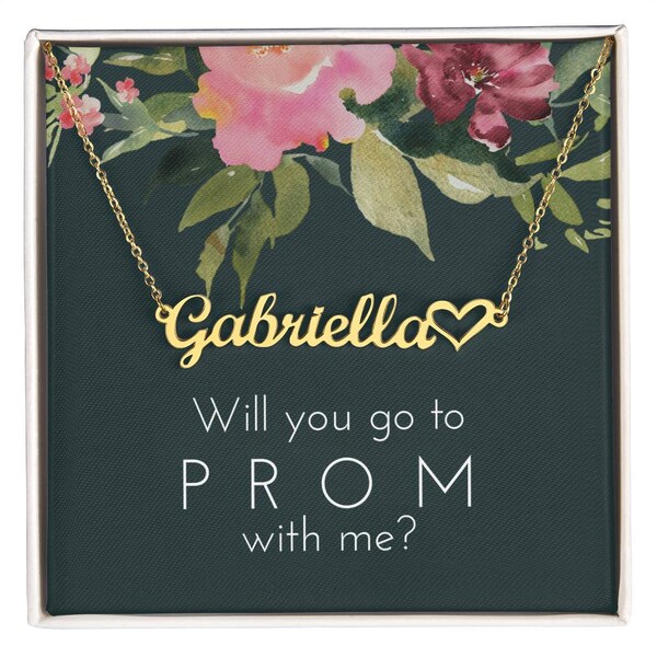 Promposal Gift for Her, Prom Asking Idea, Asking Girl to Prom | Name Necklace with Message Card