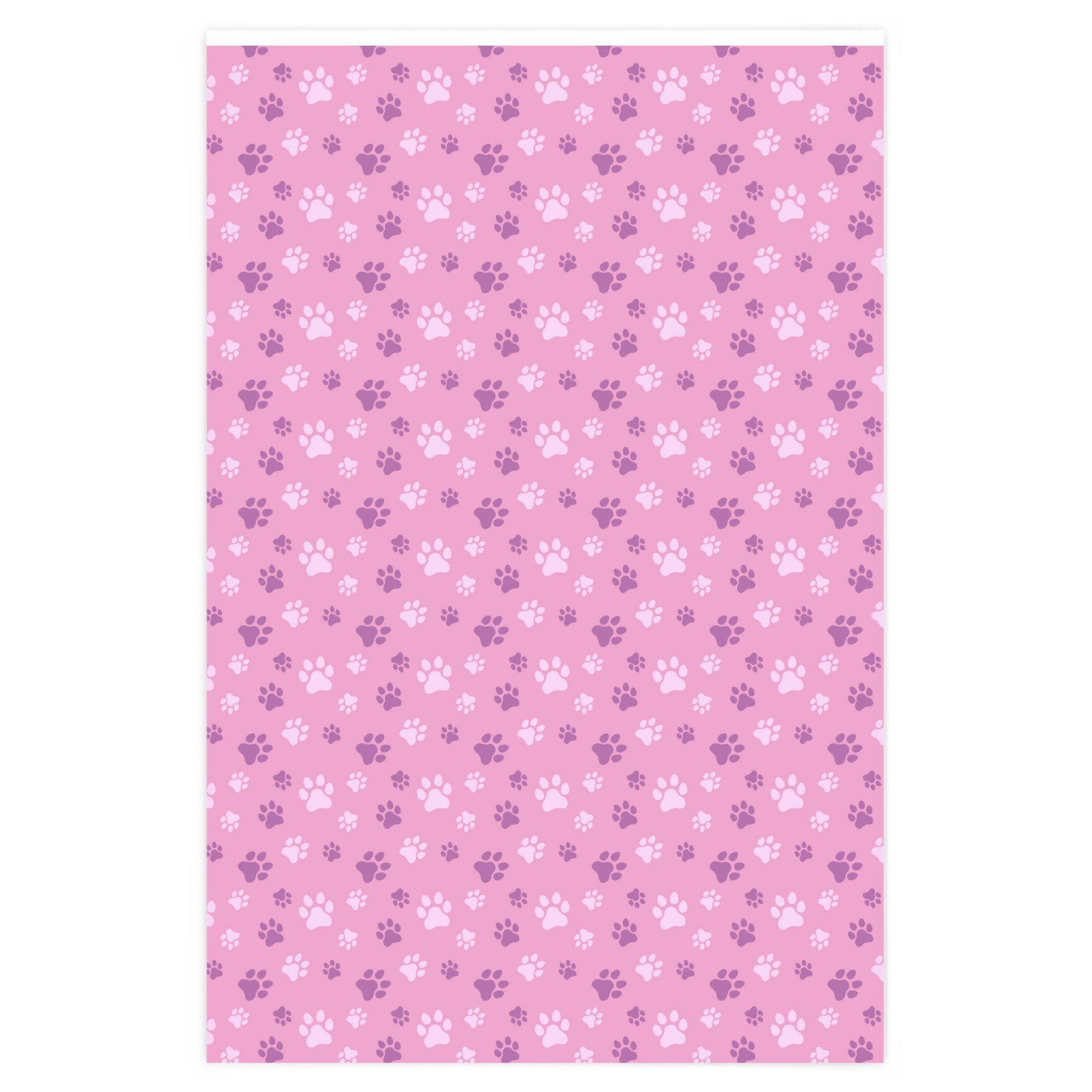 Pink Dog Paw Prints Wrapping Paper - One sheet: 24 × 36