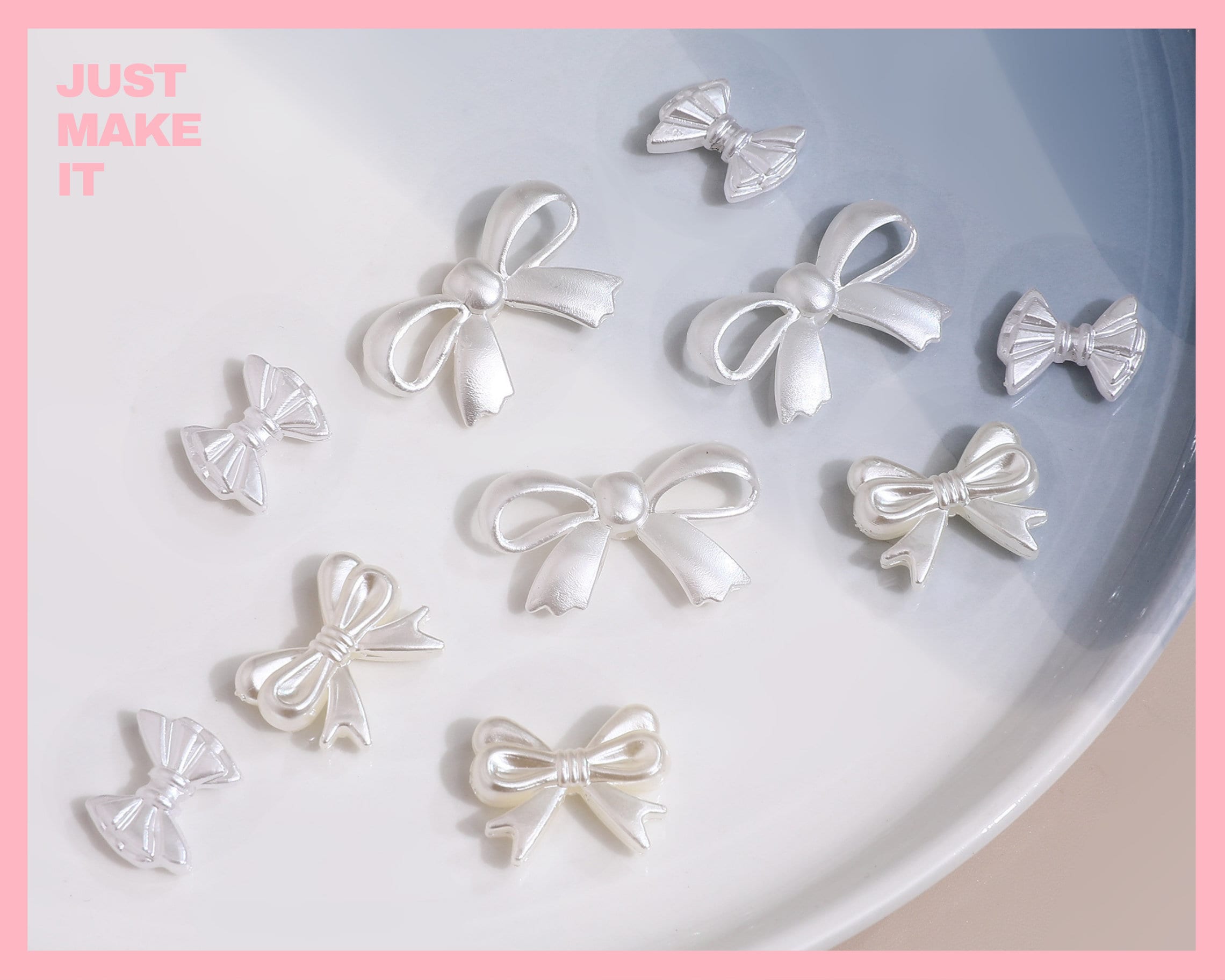 50pcs/100pcs/200pcs White Bows,bow Beads,acrylic Ribbon Bow Beads,abs Pearl  White Bow,acrylic Ribbon Bow Beads,jewelry Supply,27x16mm 