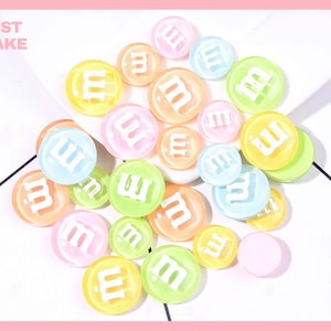 Colorful Glitter Crystal M Beans Decoden Resin Charms | Flat-Back Resin Cabochon | DIY Craft Supplies