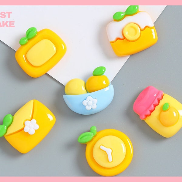 Cute Cartoon Yellow Supplies Decoden Resin Charms | Flat-Back Resin Cabochon | DIY Craft Supplies