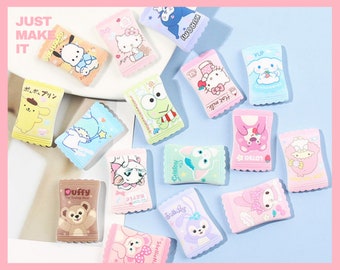 Cartoon Cute Pastel Snack Bag Decoden Charms en résine | Cabochon en résine à dos plat | Fournitures de bricolage