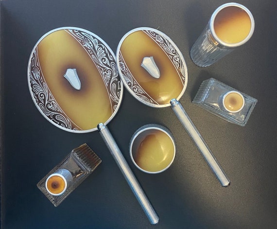 Art Deco vanity toilette set