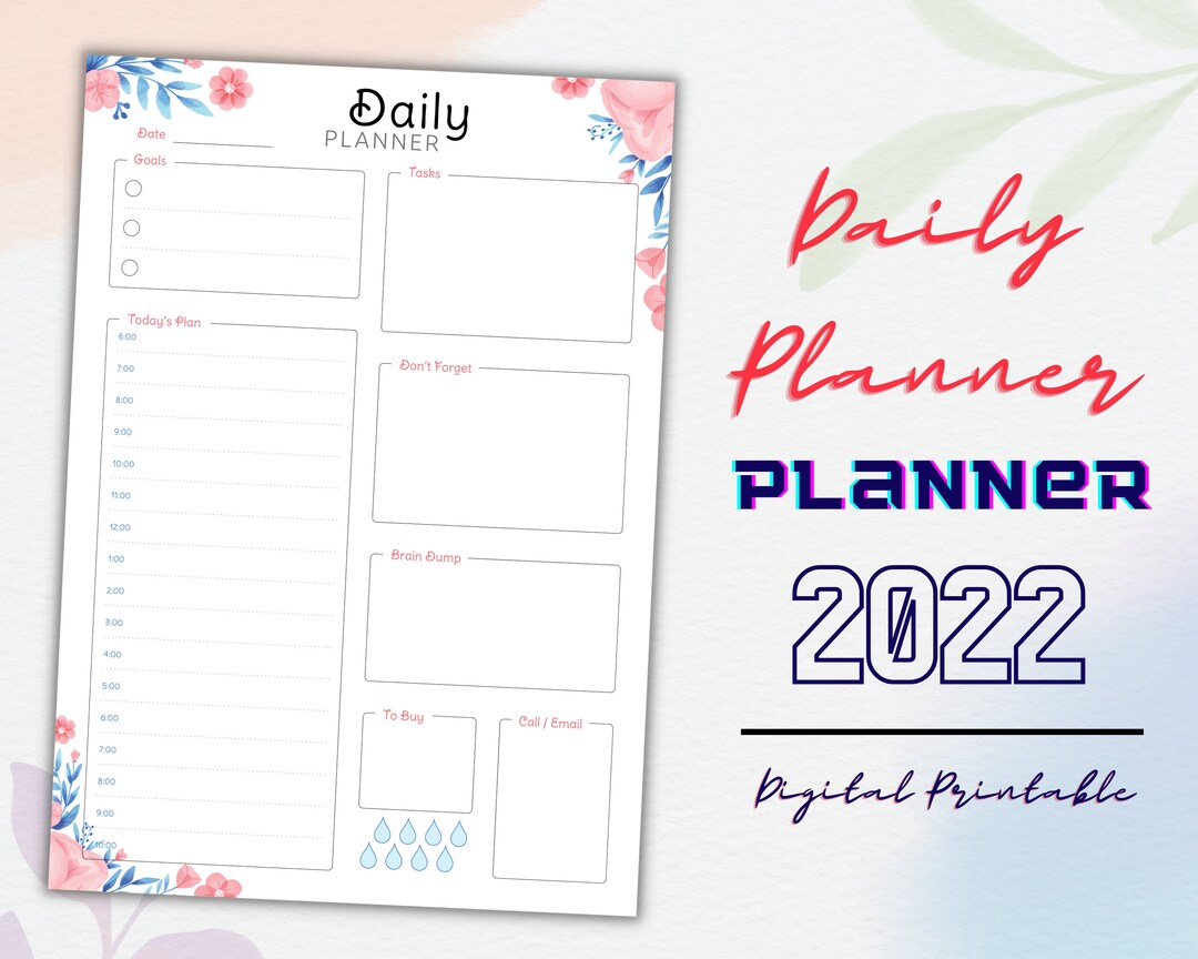 24 Hour Daily Planner Printable, Daily to Do List for Work / Personal ...