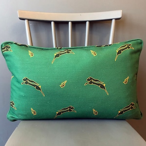 Cushion: Whimsical Hare Nettle Green