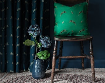 Cushion: Whimsical Hare Nettle Green